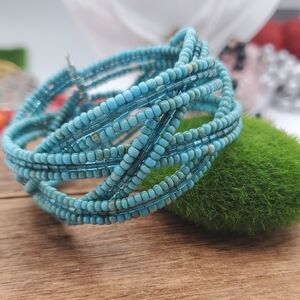 Turquoise Beaded Bracelet Cuff B3007‎